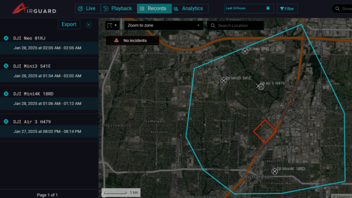 Screenshot from AirGuard Software