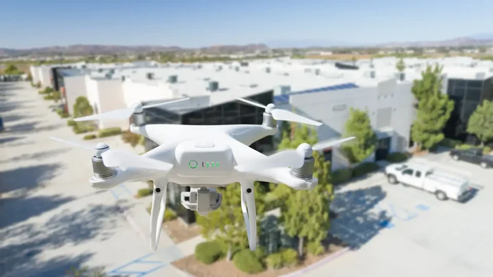 Drone flying over facility