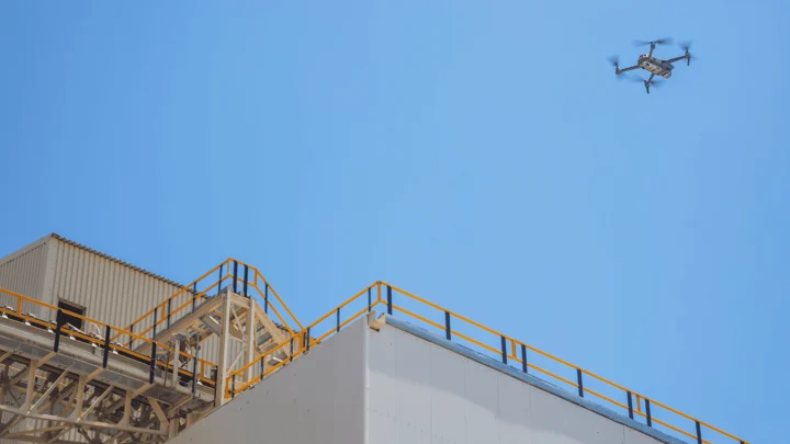 Drone flying over site