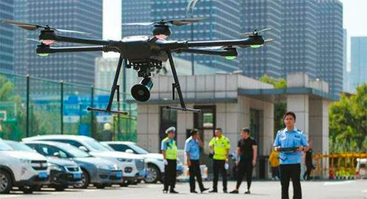 Drone with loadspeaker COVID-19 pandemic