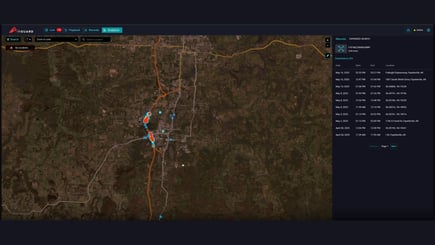Screenshot from AirGuard drone detection software showing heatmap