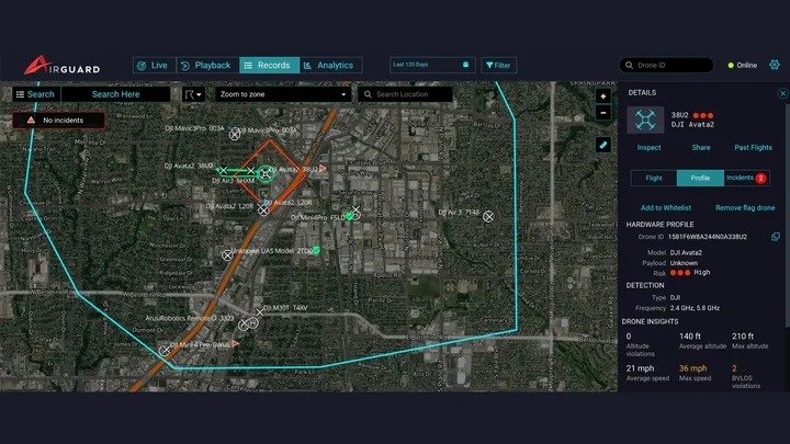 AirGuard Whitelist/Flag drone screenshot