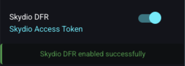 AirGuard Settings, Layers, Skydio DFR toggle switched on with success confirmation