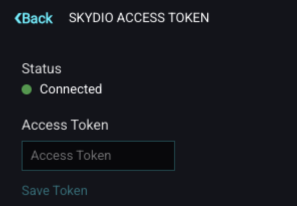Skydio Access Token screen showing Connected status