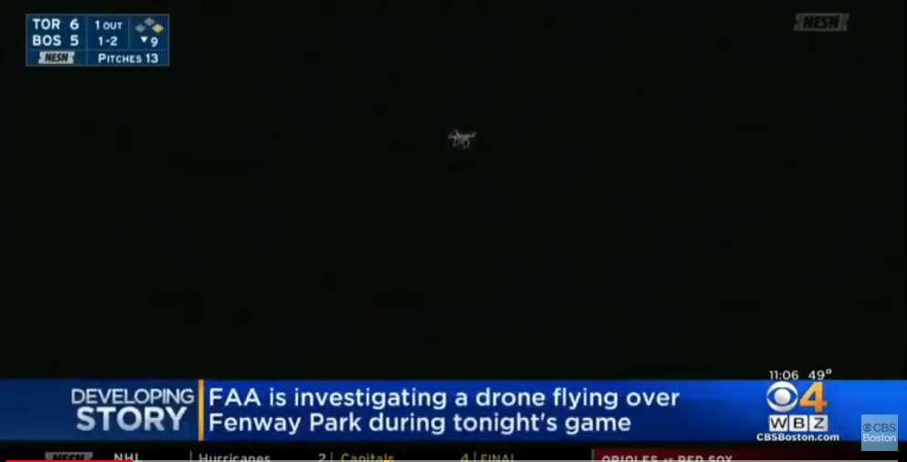 Drone flies over Fenway Park