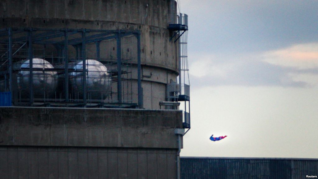 Greenpeace Superman drone nuclear plant