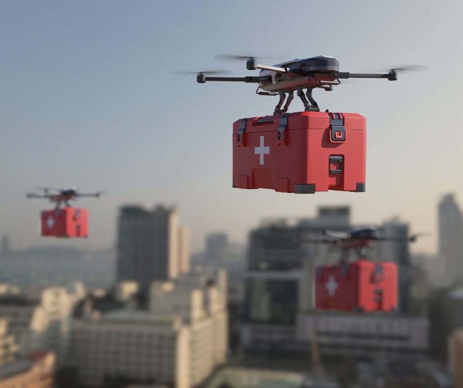 Drone carrying hospital cargo