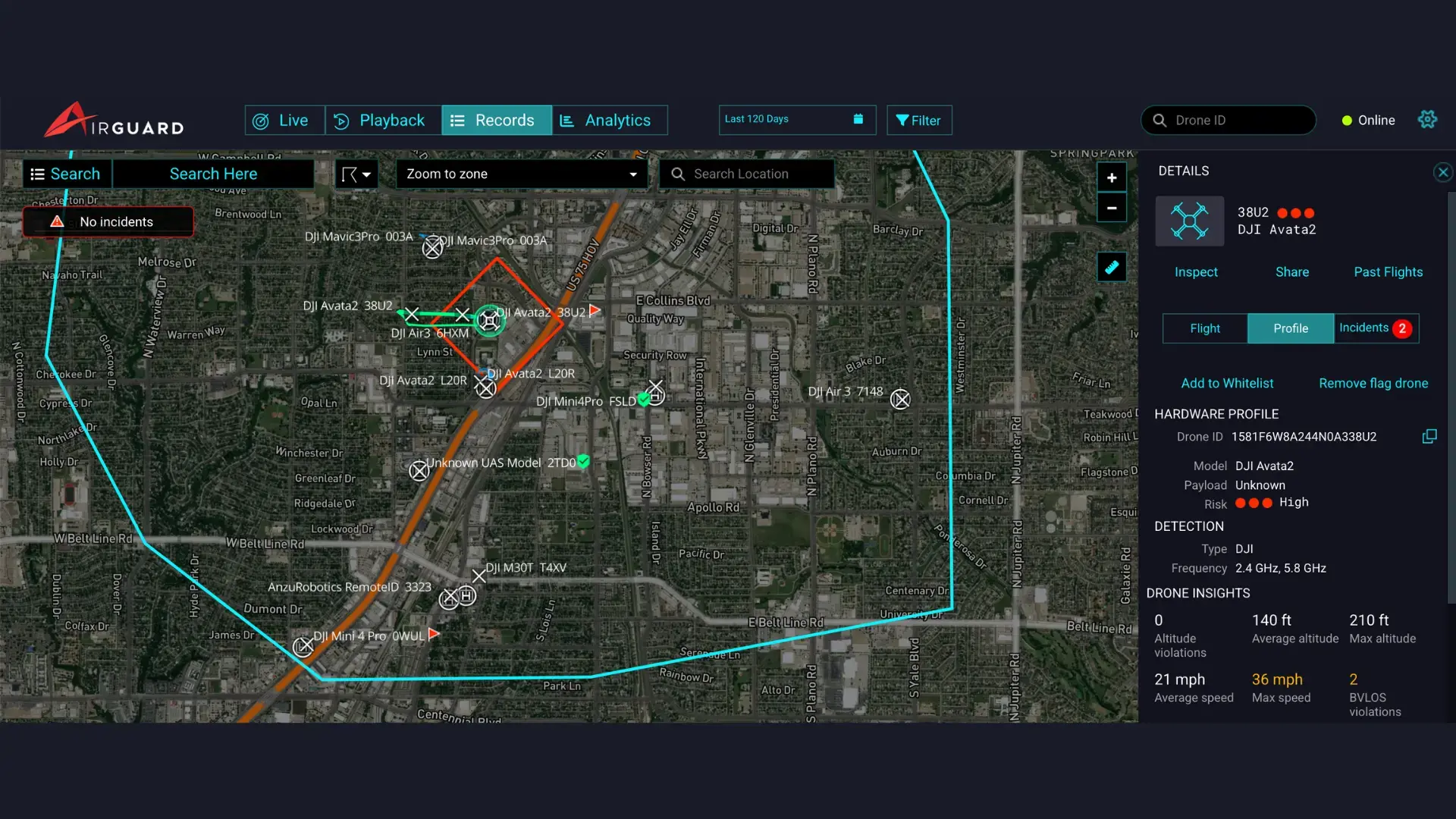AirGuard Whitelist/Flag drone screenshot